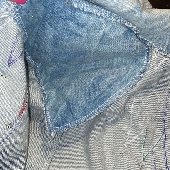 Vintage 80’s-90’s Handmade Denim Patch Jacket Shoulder Pads Pat Hardison pockets - Picture 8 of 15